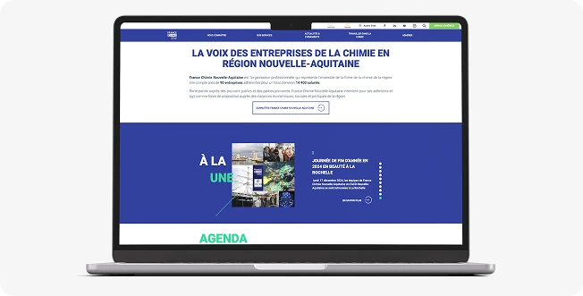 Mockup du site internet France Chimie Nouvelle Aquitaine Hugo ROUGE
