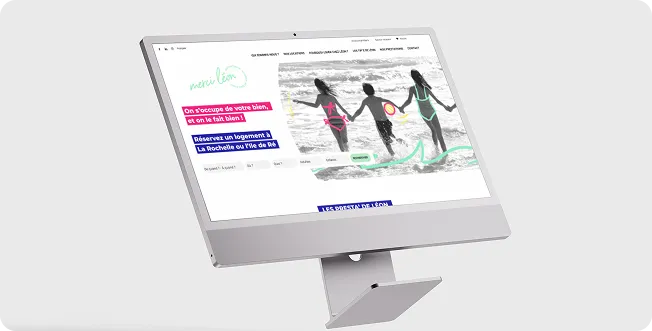 Mockup du site internet de Merci Léon Conciergerie à La Rochelle